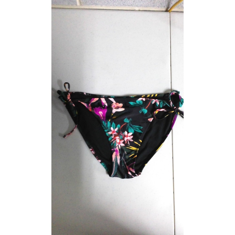 Old Navy Womens XL Black Tropical‎ Floral Side Tie Bikini Swim Bottoms